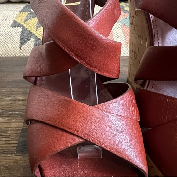 Yves Saint Laurent Deauville Taurillon Brown Leather Cork Platform Wedges 39 - Picture 8 of 17